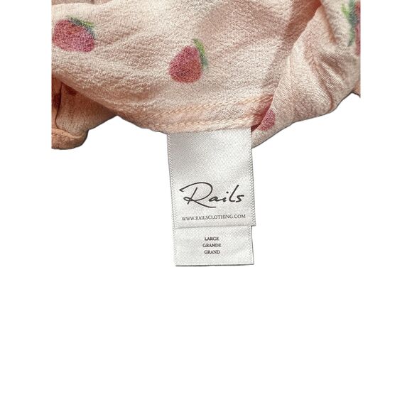 Rails Pink Strawberry Print Long Sleeve Button Up Womens Shirt Size Large - Picture 7 of 11
